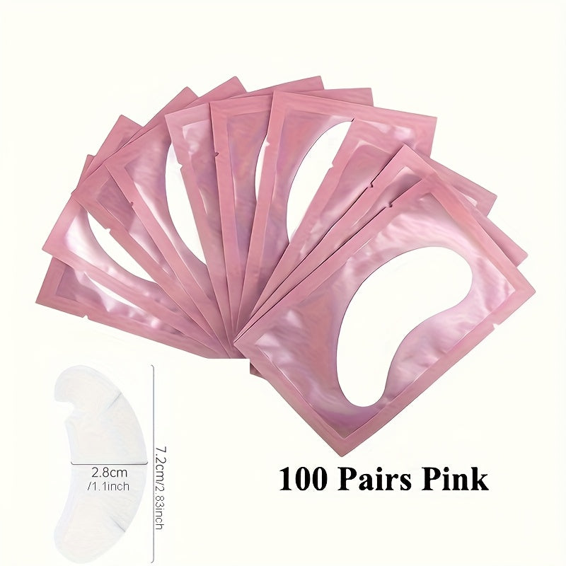 100 Pairs Pink Hydrogel Eye Patch - Natural Lint-Free Under Eye Gel Pads for Lash Extensions & Beauty Tools, Alcohol-Free, Lash Extension Supplies | Natural Lint-Free Pads | Hydrogel Eye Patch, Eye Patch